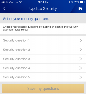 United Airlines app security questions